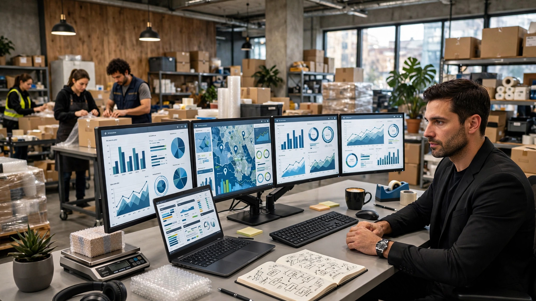 E-commerce fulfillment office dashboard and operations